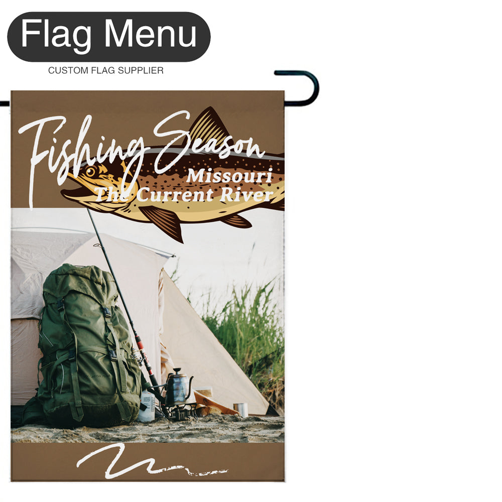 Welcome Flag - Canvas - Fishing Season - Trout-Brown B-28"x40"-Flag Menu