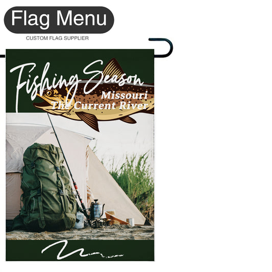 Welcome Flag - Canvas - Fishing Season - Trout-Dark Green-28"x40"-Flag Menu