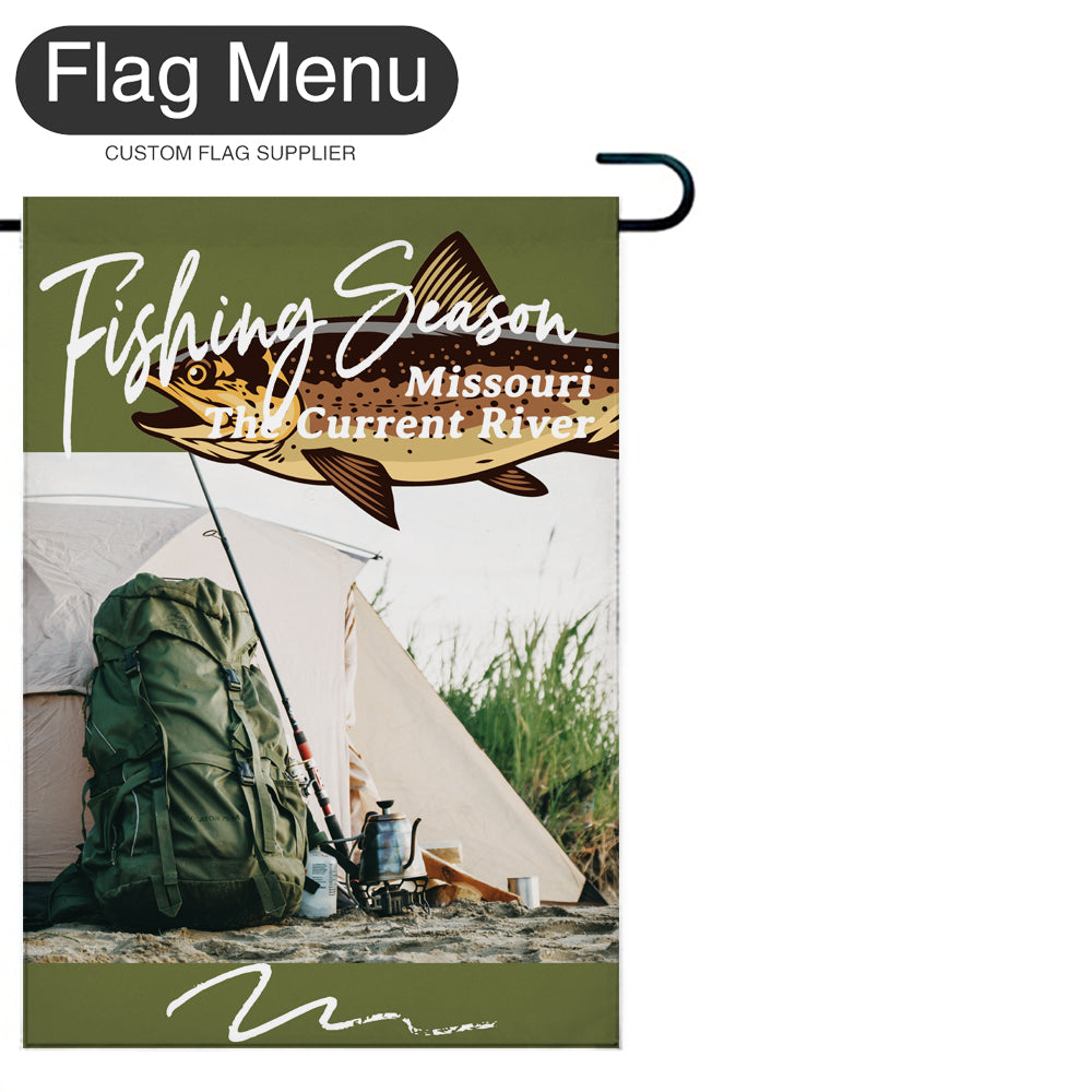 Welcome Flag - Canvas - Fishing Season - Trout-Green A-28"x40"-Flag Menu