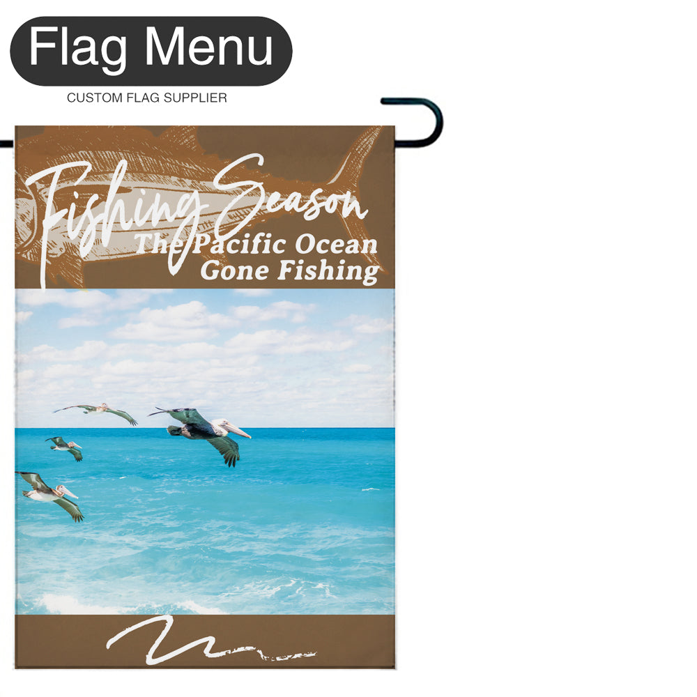 Welcome Flag - Canvas - Fishing Season - Tuna-Brown B-28"x40"-Flag Menu