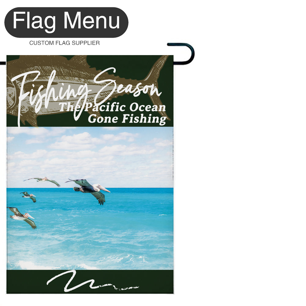 Welcome Flag - Canvas - Fishing Season - Tuna-Dark Green-28"x40"-Flag Menu