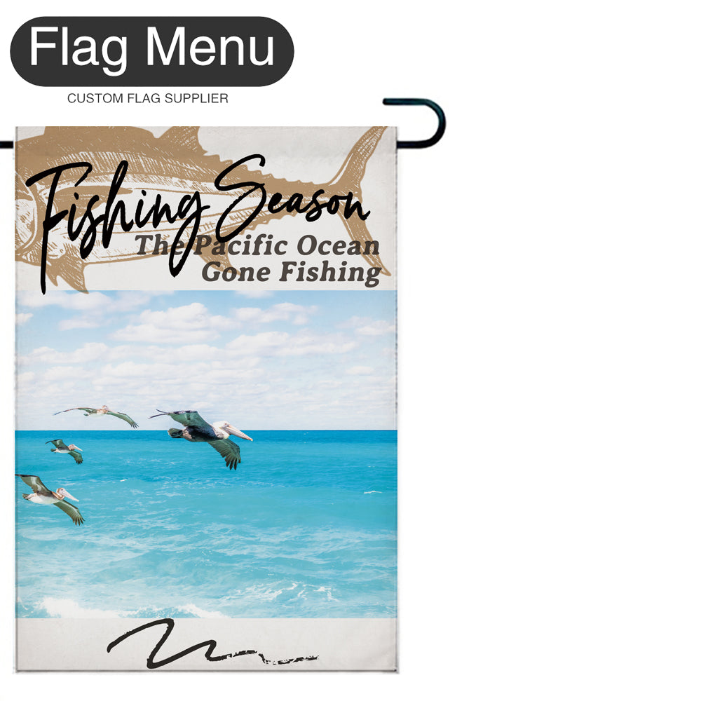 Welcome Flag - Canvas - Fishing Season - Tuna-White-28"x40"-Flag Menu