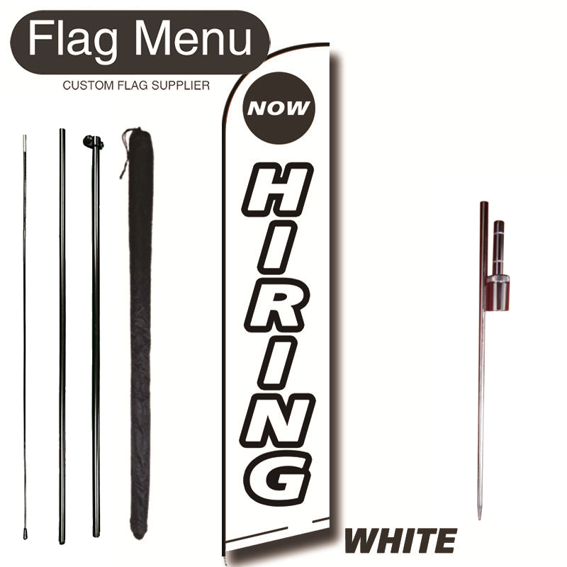 11.3ft Sharkfin Flag Kit With Spike-HIRING-WHITE-Flag Menu