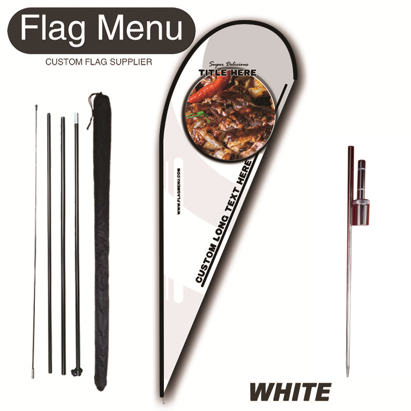 15ft Teardrop Flag Kit With Spike- 300D Oxford(TOUGH)-WHITE-Flag Menu
