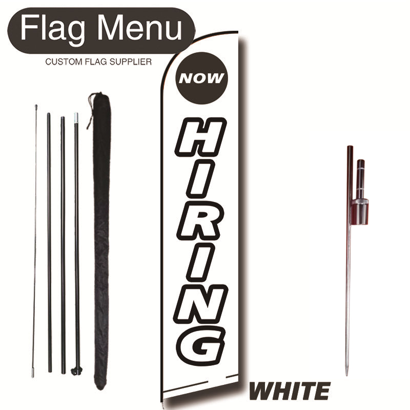 15ft Sharkfin Flag Kit With Spike-HIRING-WHITE-Flag Menu
