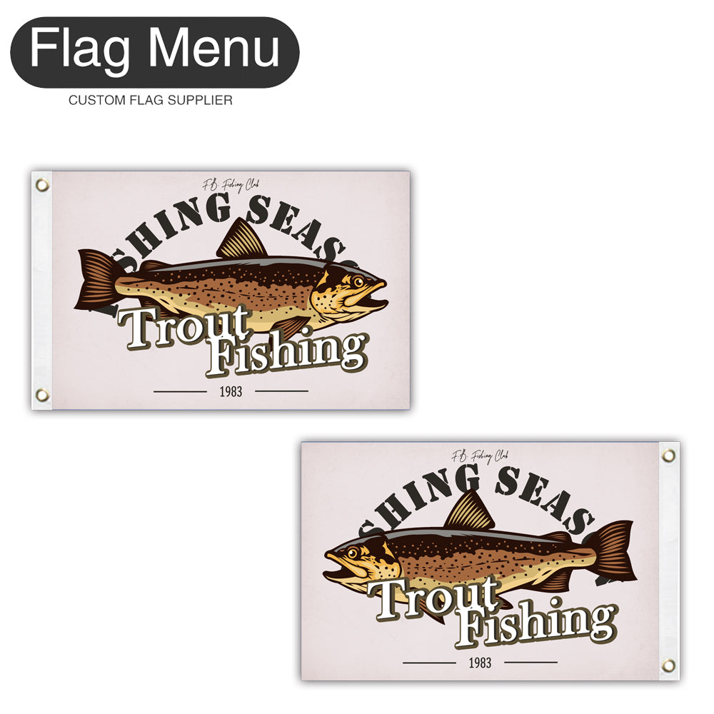12"x18" Fishing Season Yacht Flag - Trout-White-Two-Grommets-Flag Menu
