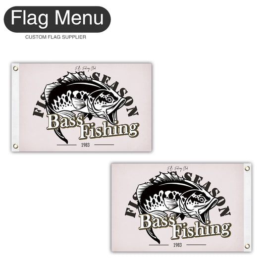 12"x18" Fishing Season Yacht Flag - Bass Fishing C-White-Two-Grommets-Flag Menu