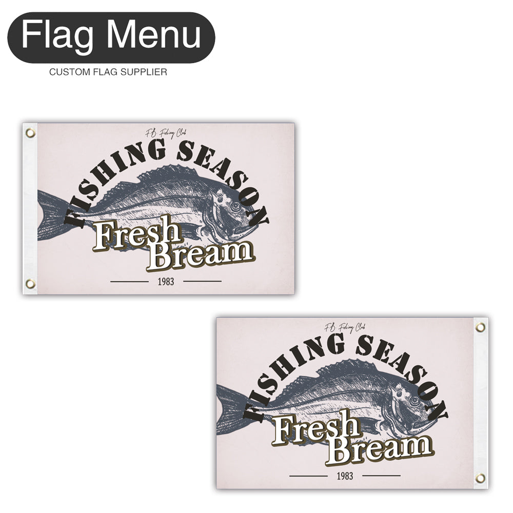 12"x18" Fishing Season Yacht Flag - Bream-White-Two-Grommets-Flag Menu