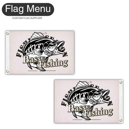 12"x18" Fishing Season Yacht Flag - Bass Fishing A-White-Two-Grommets-Flag Menu