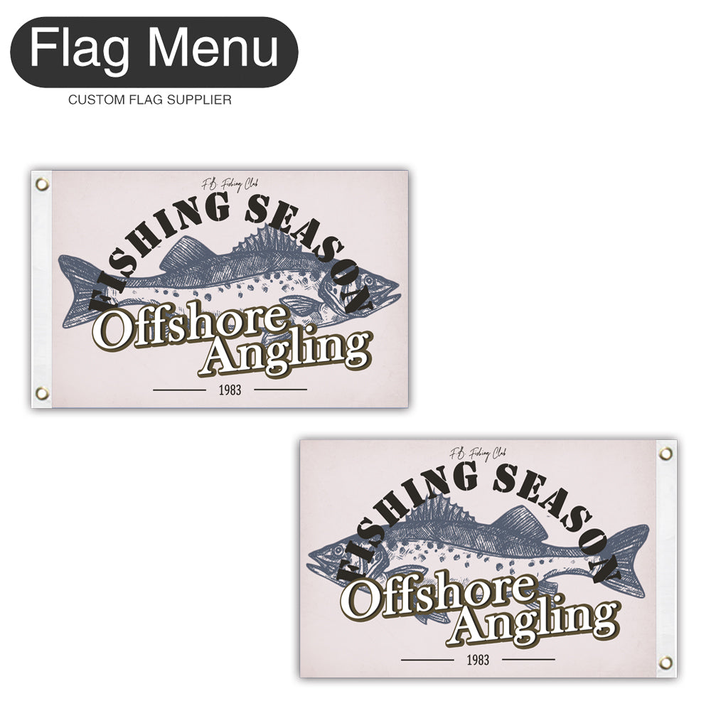 12"x18" Fishing Season Yacht Flag - Sea Bass-White-Two-Grommets-Flag Menu