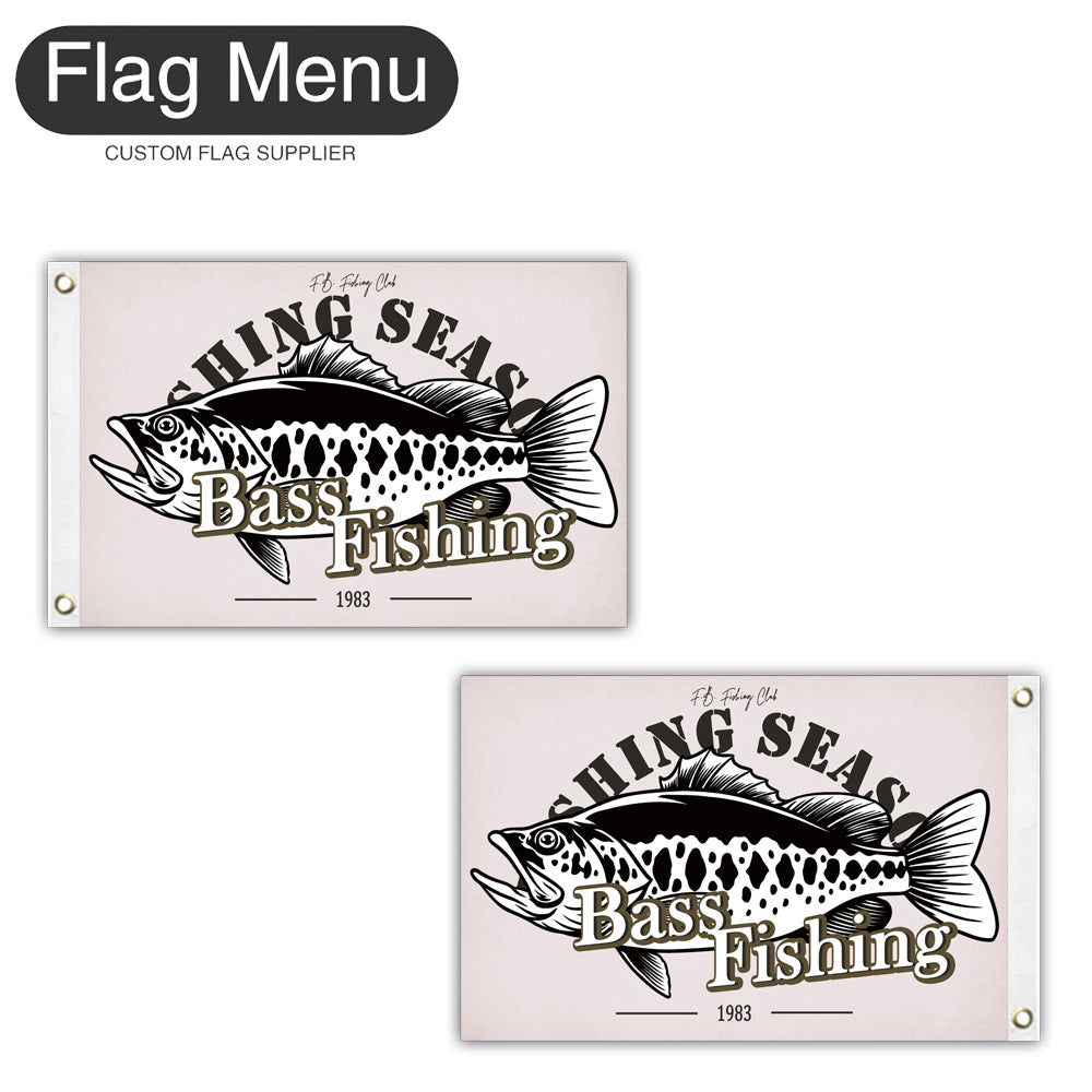 12"x18" Fishing Season Yacht Flag - Bass Fishing D-White-Two-Grommets-Flag Menu