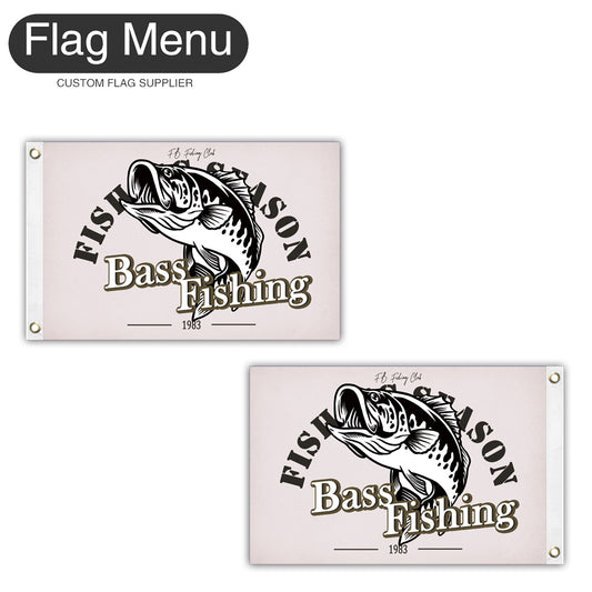 12"x18" Fishing Season Yacht Flag - Bass Fishing B-White-Two-Grommets-Flag Menu