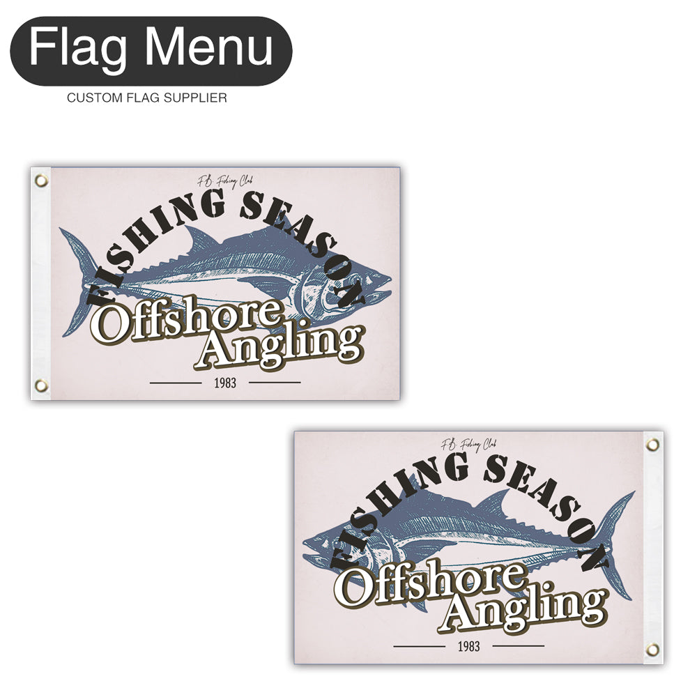 12"x18" Fishing Season Yacht Flag - Tuna-White-Two-Grommets-Flag Menu