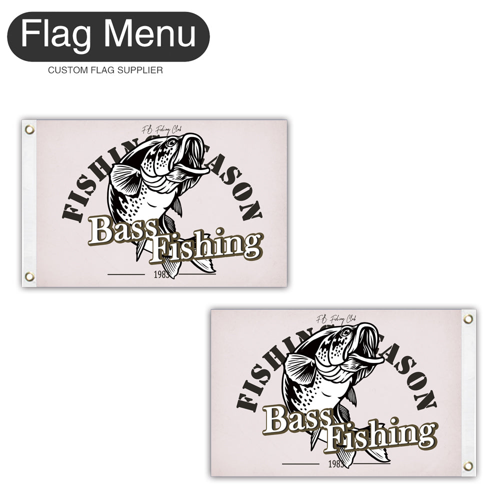 12"x18" Fishing Season Yacht Flag - Bass Fishing E-White-Two-Grommets-Flag Menu