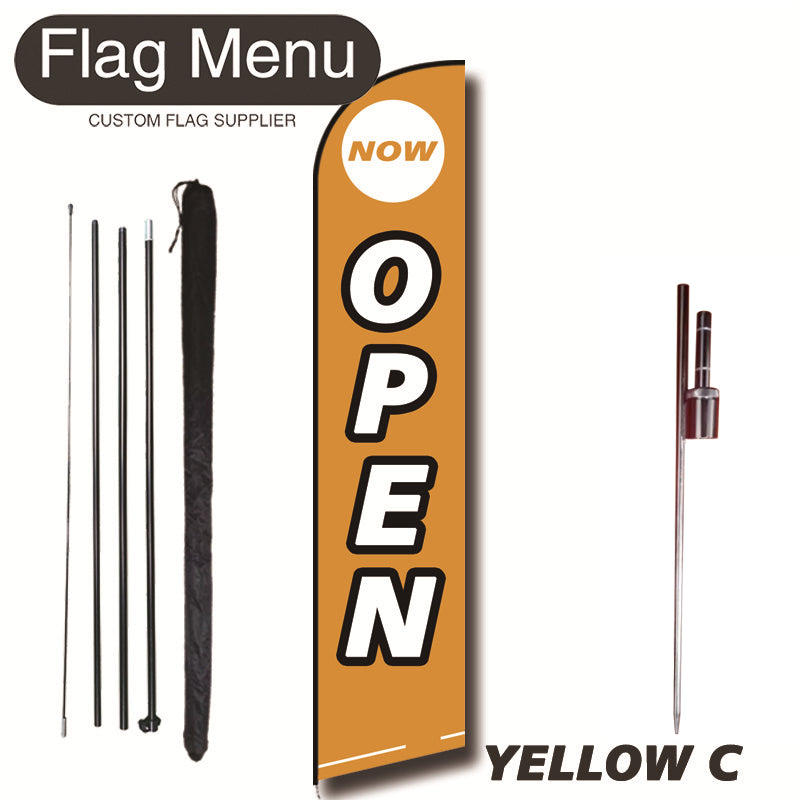15ft Feather Flag Kit With Spike-OPEN-YELLOW C-Flag Menu