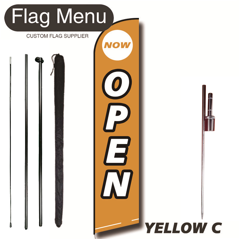 11.3ft Feather Flag Kit With Spike-OPEN-YELLOW C-Flag Menu
