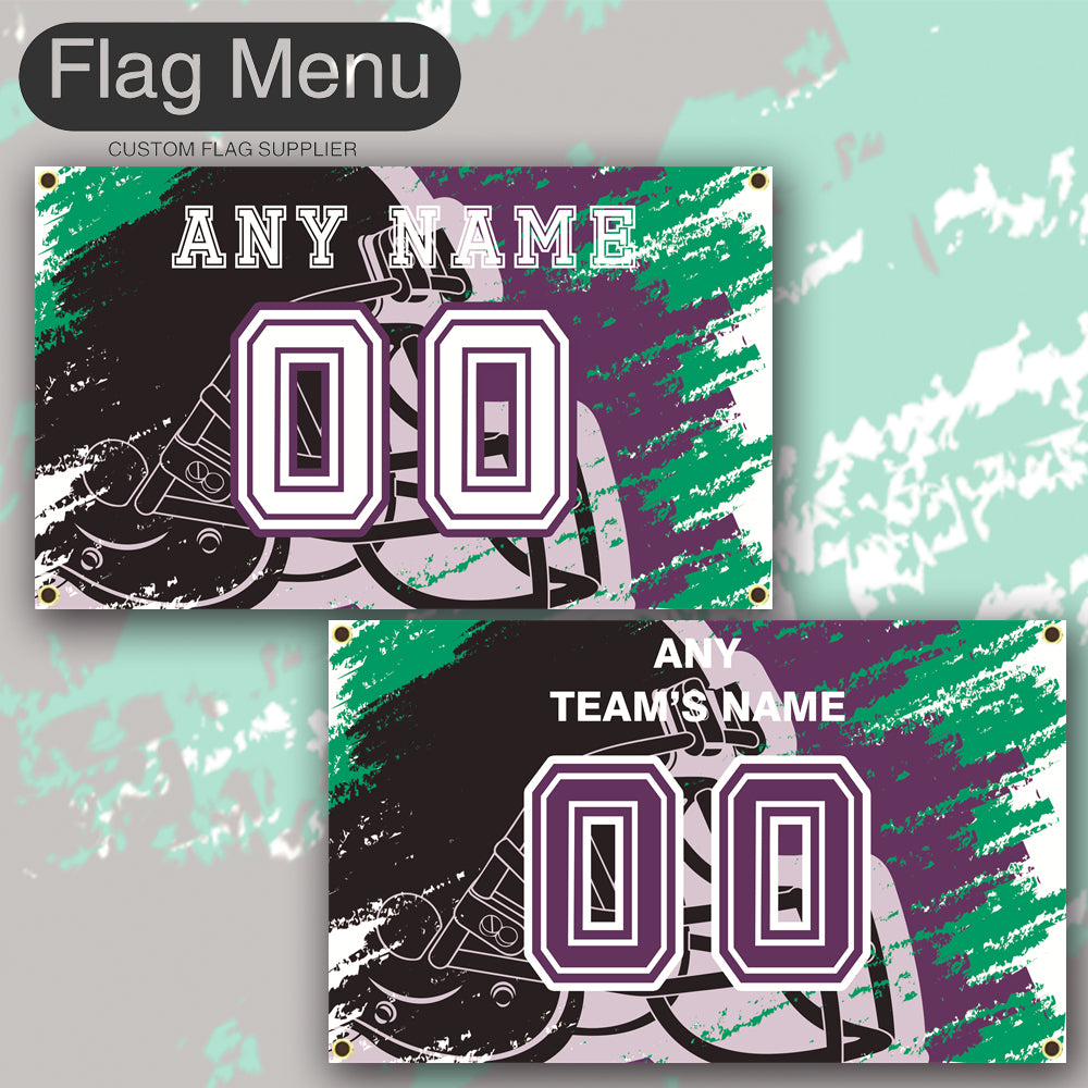 3'x5' Fan's Flag - Jersey & Helmet-Upload.txt-PURPLE02-Flag Menu