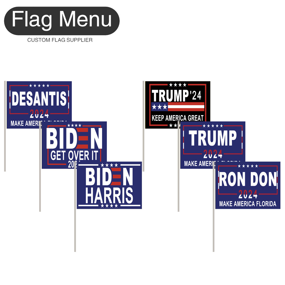8"x11" Stick Flag- 2024 American Presidential Election- (100/1000 pcs)-FlagMenu.com