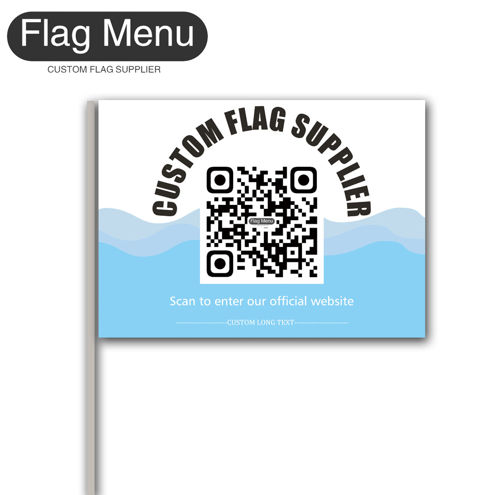 8x11in Stick Flag-(100 pcs)-QR CODE-WAVE-1-40 cm pole-Flag Menu