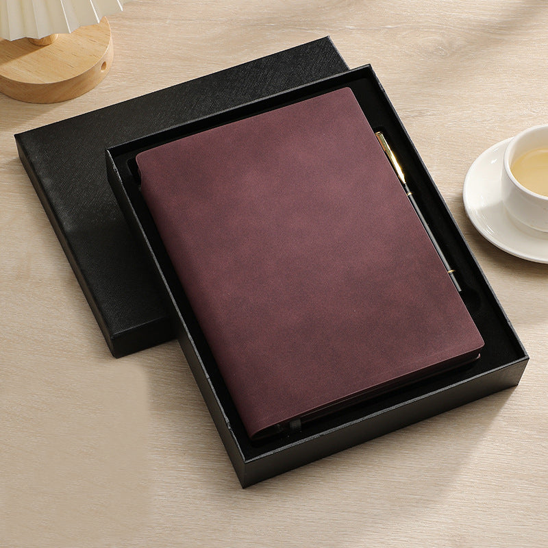 100 Packs Custom Gift Note Book - Logo Printing-Wine Red-Gift BoxPack-100 Pcs-FlagMenu.com